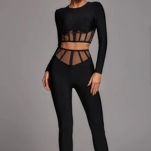 Bella Barnett black long mesh sleeve set